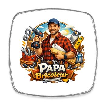 Papa Bricoleur Atelier Passion - Magnet carré - blanc - Devant