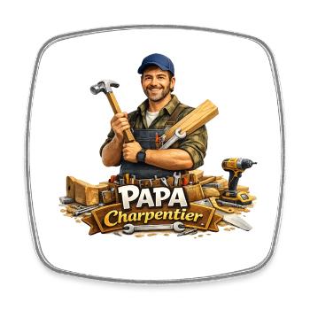 Papa Charpentier Bois et Outils - Magnet carré - blanc - Devant