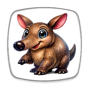 Cute Cartoon Aardvark - Square fridge magnet - white - Front
