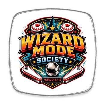 Société Mode Magicien – Flipper de club de flipper - Magnet carré - blanc - Devant