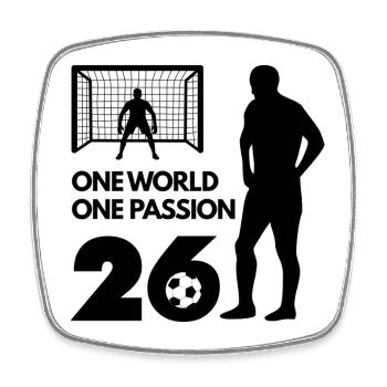 One Love One Passion Fußball Soccer - Square fridge magnet - white - Front
