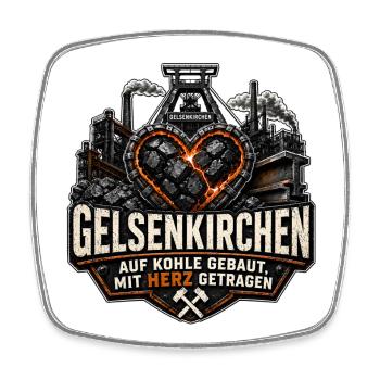 Gelsenkirchen Kohle Herz Ruhrpott Ruhrgebiet - Viereckiger Kühlschrankmagnet - Weiß - Vorne