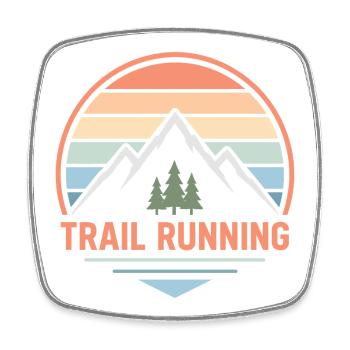 Sanftes Retro-Trailrunning-Design mit pastellfarbenem Sonnenuntergang - Viereckiger Kühlschrankmagnet - Weiß - Vorne