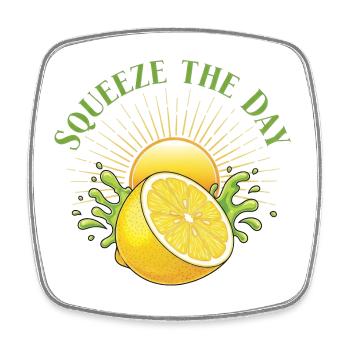 Squeeze the Day Zitronen-Splash - Viereckiger Kühlschrankmagnet - Weiß - Vorne
