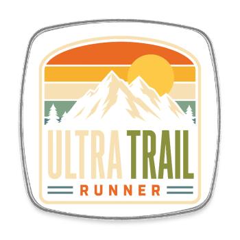 Ultra Trail Runner Mountain Sunset - Viereckiger Kühlschrankmagnet - Weiß - Vorne