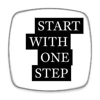 Start With One Step Motivation - Viereckiger Kühlschrankmagnet - Weiß - Vorne