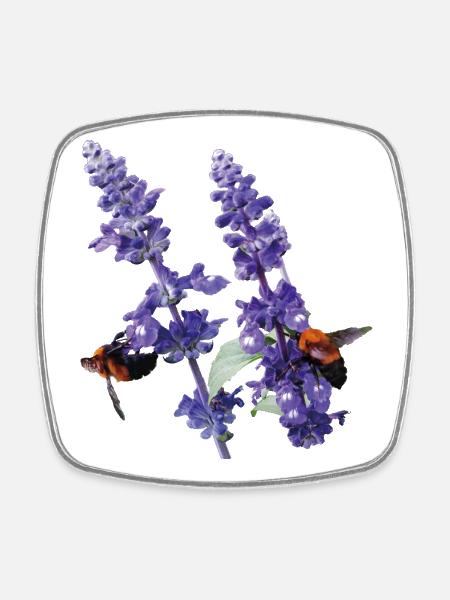 Vibrant_Salvia_Farinacea_-_Bumblebees - Viereckiger Kühlschrankmagnet - Weiß