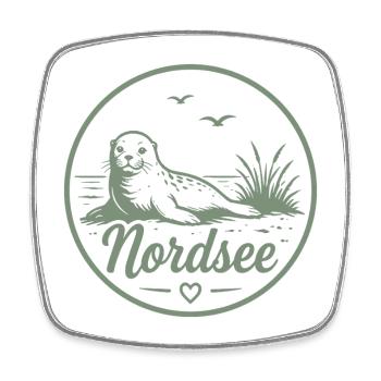 Nordsee Seehund Robbe Strand Küsten Liebe - Viereckiger Kühlschrankmagnet - Weiß - Vorne