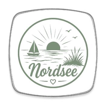 Nordsee Segelboot Möwe Sonnenuntergang - Viereckiger Kühlschrankmagnet - Weiß - Vorne