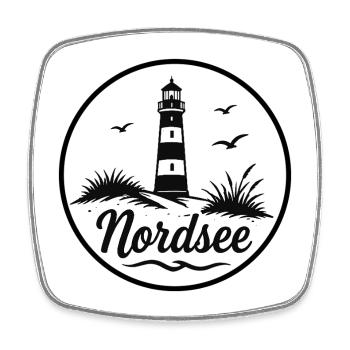 Nordsee Leuchtturm Strand Küsten Liebe - Viereckiger Kühlschrankmagnet - Weiß - Vorne