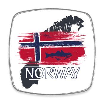 Poisson du drapeau de la Norvège de rêve - Magnet carré - blanc - Devant