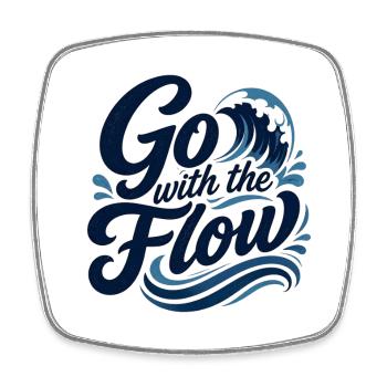 Go with the Flow Wellen-Typografie - Viereckiger Kühlschrankmagnet - Weiß - Vorne