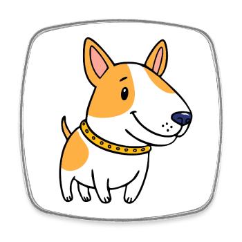 Terri, un chiot Bull Terrier (bande dessinée Chibi) - Magnet carré - blanc - Devant