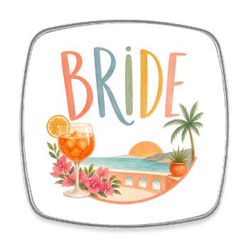 Team Bride! Palmen & Coctails - Viereckiger Kühlschrankmagnet - Weiß - Vorne
