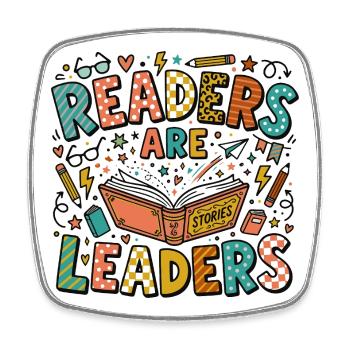 Reading & Education – Readers are Leaders - Square fridge magnet - white - Front