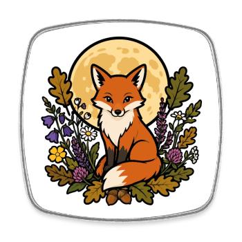 Fuchs unter vollblumigem Mond - Viereckiger Kühlschrankmagnet - Weiß - Vorne