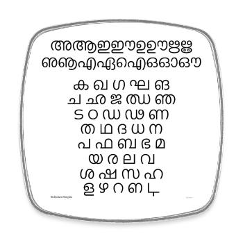 Malayalam Abugida (schwarz) - Viereckiger Kühlschrankmagnet - Weiß - Vorne