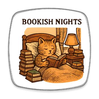 Bookish Nights Katzenlese - Viereckiger Kühlschrankmagnet - Weiß - Vorne