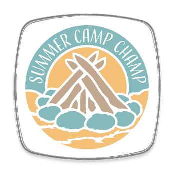 Summer Camp Champ Fun Kids Outdoor Adventure - Square fridge magnet - white - Front