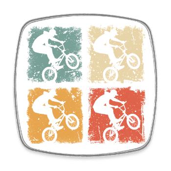 Un tour de BMX biker dans le style vintage - Magnet carré - blanc - Devant