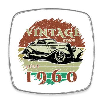 66th Birthday - Classic - Vintage since 07/1960 - Square fridge magnet - white - Front