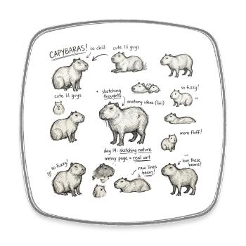 Parade de croquis de capybara - Magnet carré - blanc - Devant