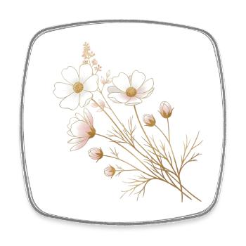 Goldene Akzente weiße Blüten - Viereckiger Kühlschrankmagnet - Weiß - Vorne