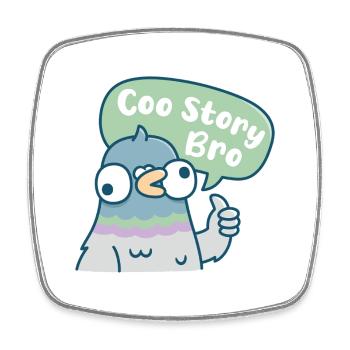 Cute Derpy Pigeon Coo Story Bro Funny Pun - Square fridge magnet - white - Front