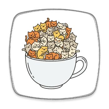 teacup full of cute cats - Square fridge magnet - white - Front