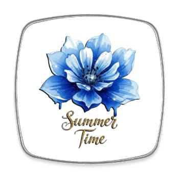 Blue Blossom – Heure avancée - Magnet carré - blanc - Devant