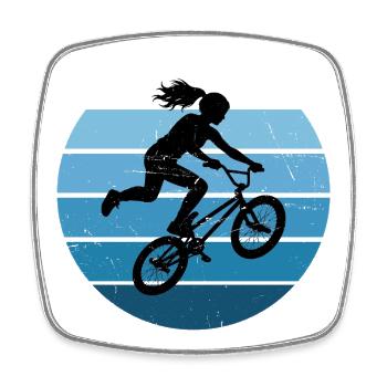 Geschenkidee für die BMX-Riderin mit Freestyle-BMX - Viereckiger Kühlschrankmagnet - Weiß - Vorne