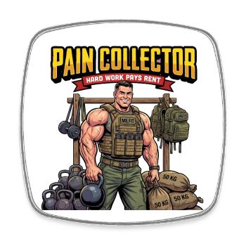 Pain Collector Krafttraining-Motivator - Viereckiger Kühlschrankmagnet - Weiß - Vorne