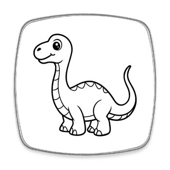 Dinosaurier - Viereckiger Kühlschrankmagnet - Weiß - Vorne