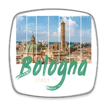 Bologna Emilia-Romagna in Italien Vintage Souvenir - Viereckiger Kühlschrankmagnet - Weiß - Vorne