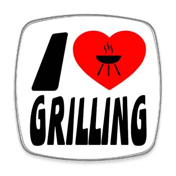 Griller - Magnet carré - blanc - Devant
