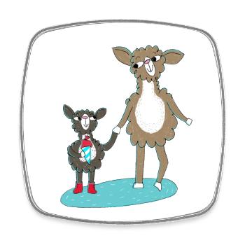 Lama Einschulung - Viereckiger Kühlschrankmagnet - Weiß - Vorne