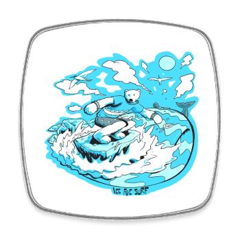 Eisbär-Surfer - Viereckiger Kühlschrankmagnet - Weiß - Vorne