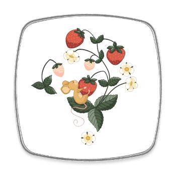 Erdbeere mit süßer Maus Garten Blumen Früchtchen - Viereckiger Kühlschrankmagnet - Weiß - Vorne