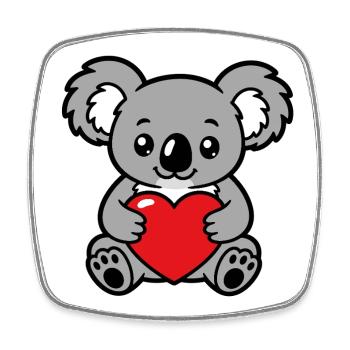 Cute Koala with kawaii red heart - Square fridge magnet - white - Front