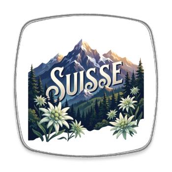 Suisse Suisse Suisse  Cadeau Nature - Magnet carré - blanc - Devant