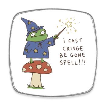 Je lance Sort de Disparaître Magicien Grenouille Drôle - Magnet carré - blanc - Devant