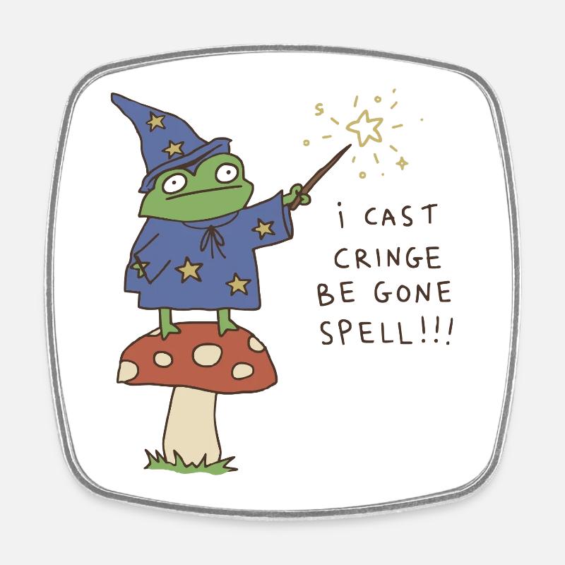 I Cast Be Gone Spell Funny Frog Wizard - Square fridge magnet - white