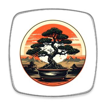 Bonsai at sunset - Square fridge magnet - white - Front