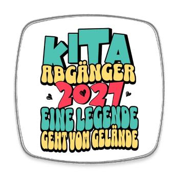 Kita Abgänger 2027 | Eine Legende geht vom Gelände - Viereckiger Kühlschrankmagnet - Weiß - Vorne