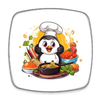 Kitchen Penguin Culinary Art - Square fridge magnet - white - Front