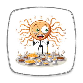 Sonnenchef mit Ramen-Schalen - Viereckiger Kühlschrankmagnet - Weiß - Vorne
