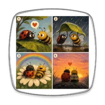Ladybug and Bee: A Sweet First Moment - Square fridge magnet - white - Front