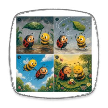 Ladybug and Bee: A Sweet First Moment - Square fridge magnet - white - Front