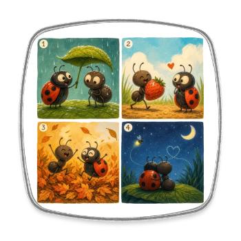Ladybug and Ant: A Sweet First Moment - Square fridge magnet - white - Front