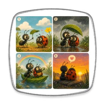 Ladybug and ant - Square fridge magnet - white - Front
